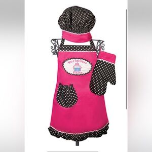 Pink and Black Polka Dot Apron Set